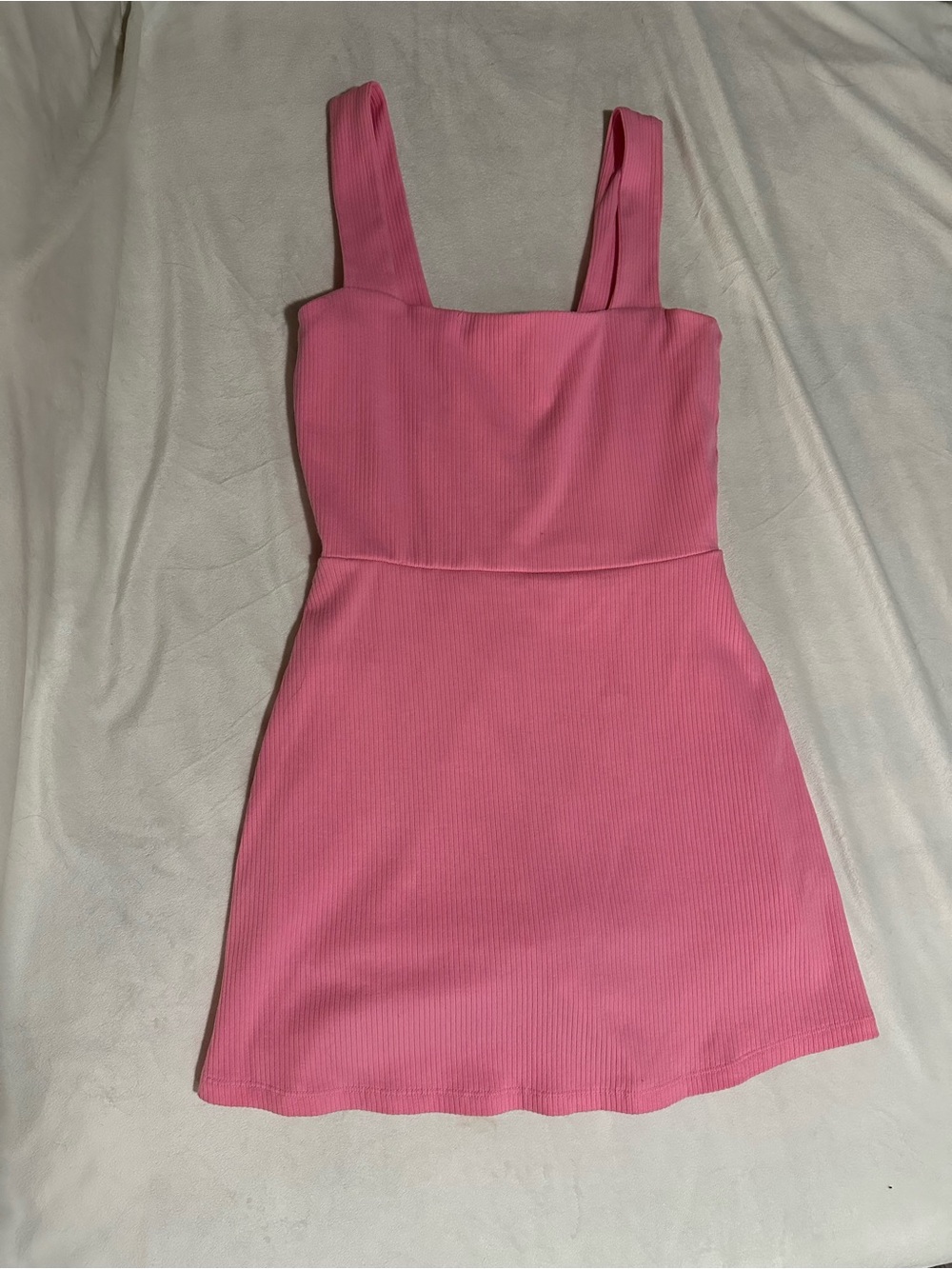 PINK Victoria's Secret Ribbed Pink Square-Neck Mini Dress